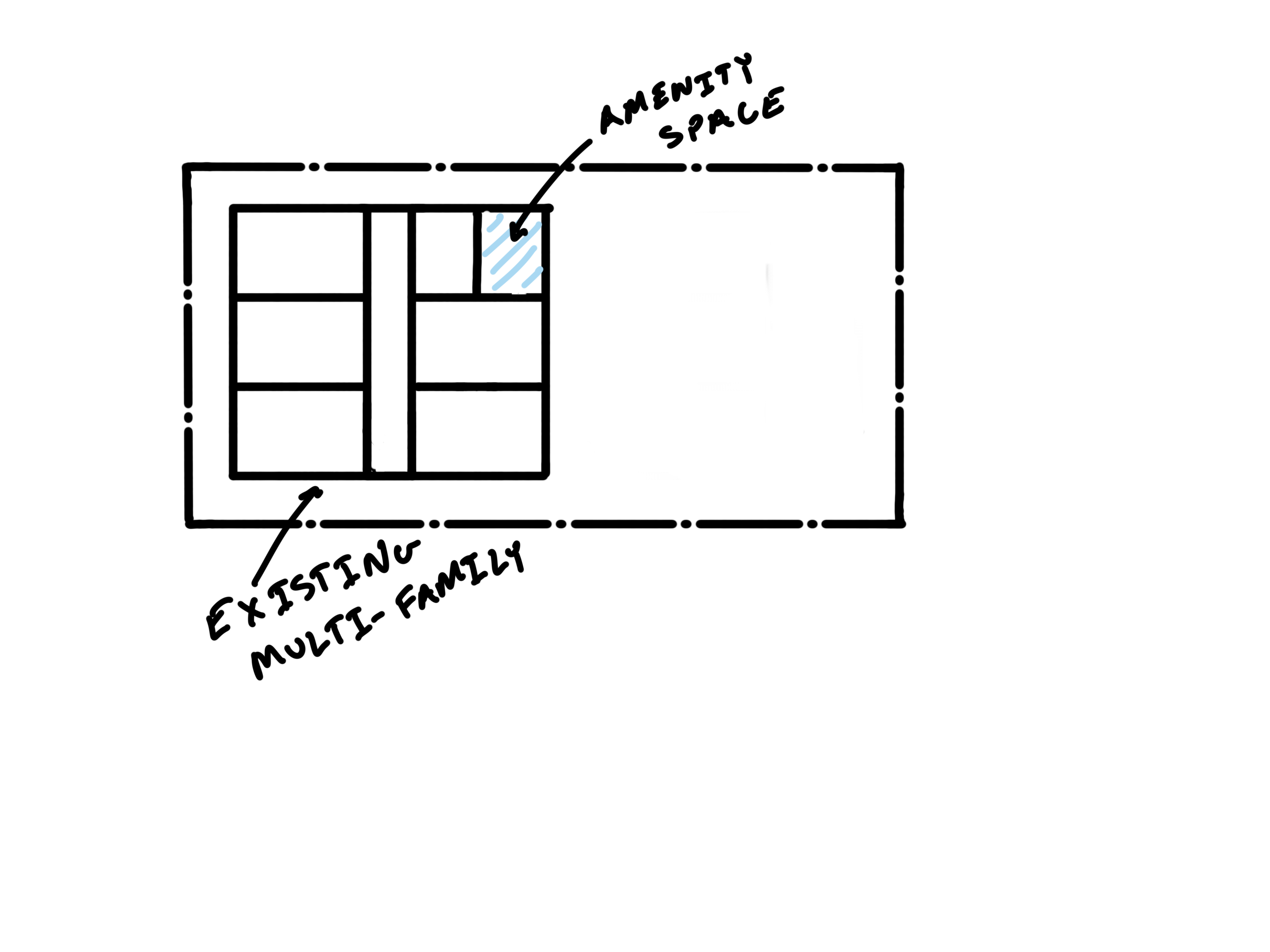 SB 1211 — existing apartment complex with surface parking
